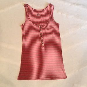 J. Crew Red & White Stripe Tank Top w/button front